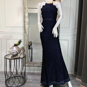 Navy Blue Formal Evening Prom Dress Gown
